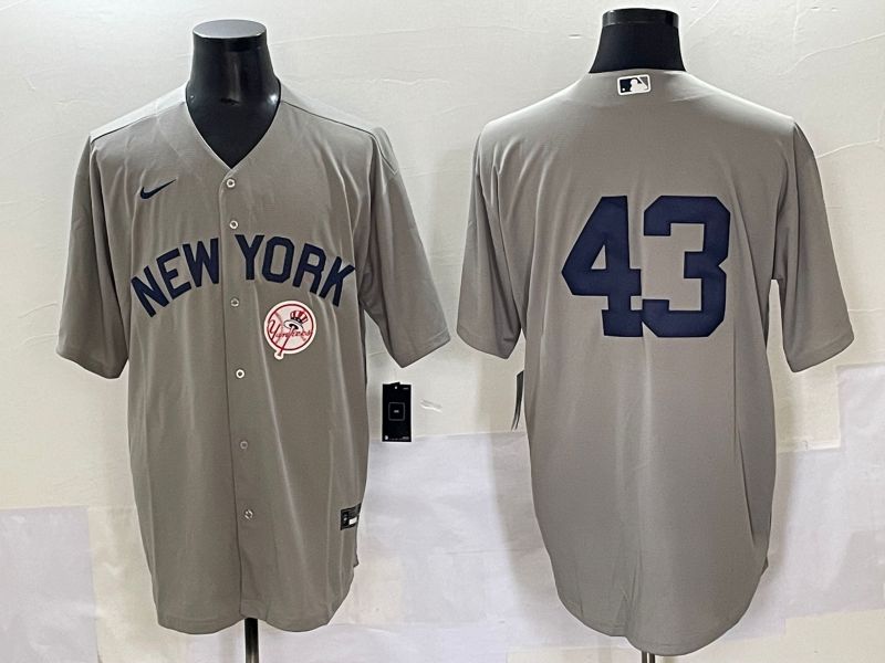 Men 2025 New York Yankees #43 No Name Grey Game Nike MLB Jersey style 45